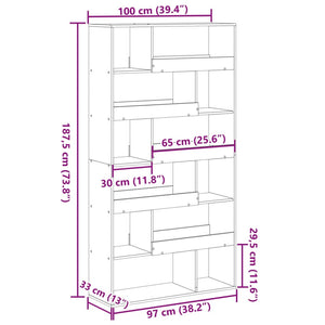 Libreria Rovere Artigianale 100x33x187,5 cm in Truciolato 3309356