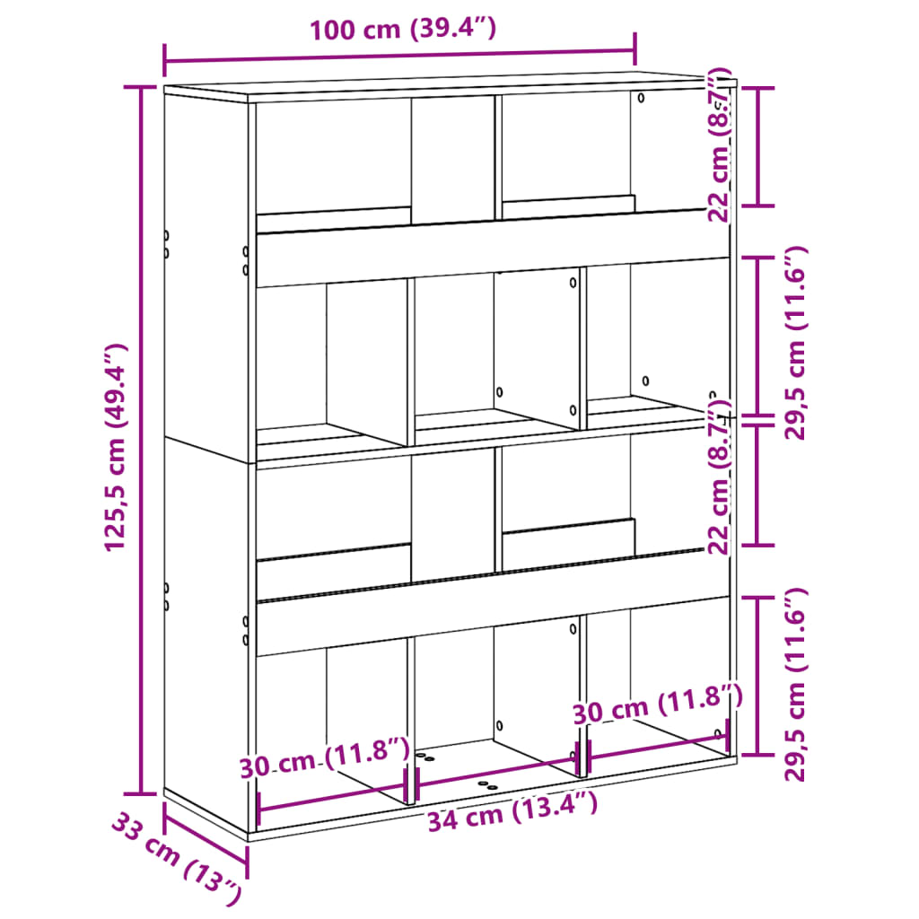 Libreria Rovere Sonoma 100x33x125,5 cm in Legno Multistrato 3309359