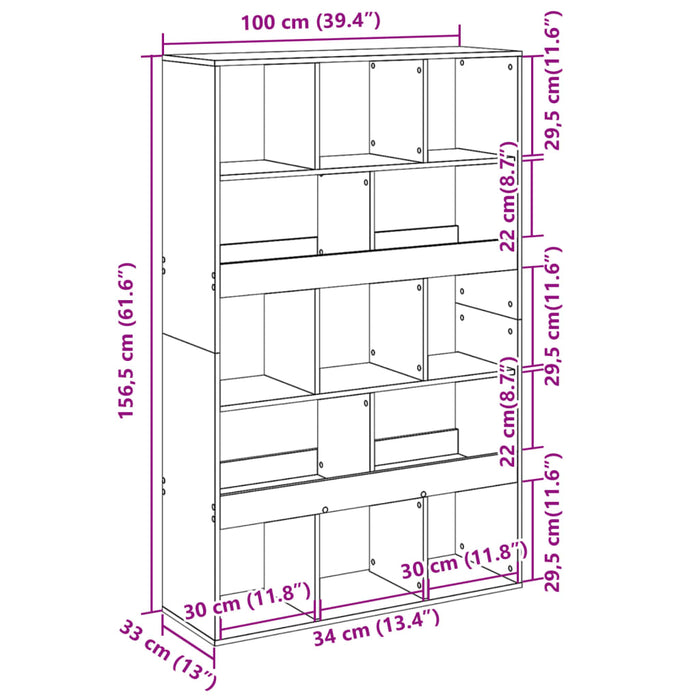 Libreria Grigio Cemento 100x33x156,5 cm in Truciolato 3309369