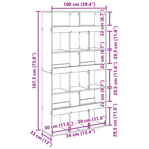 Libreria Grigio Cemento 100x33x187,5 cm in Truciolato 3309378