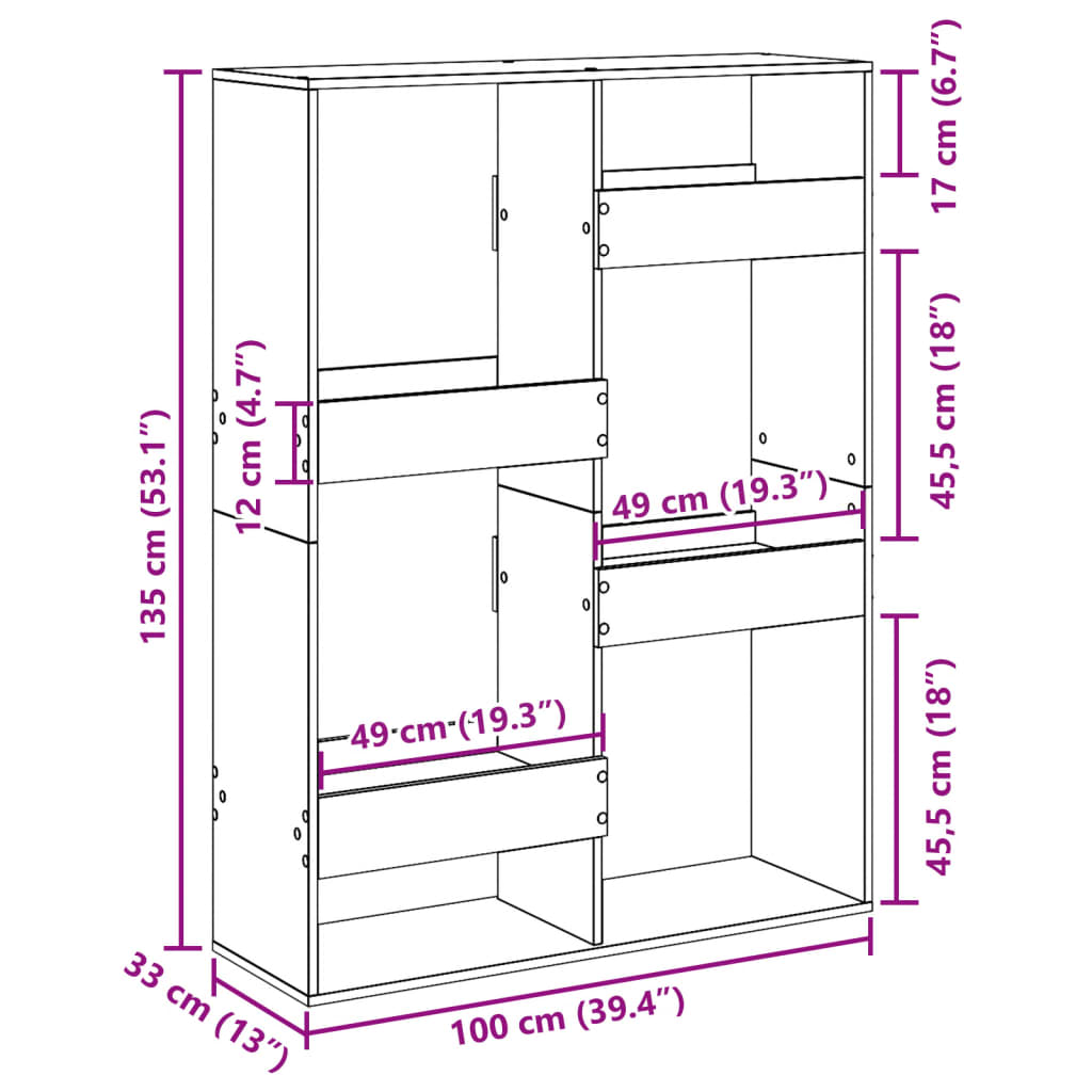 Libreria Bianca 100x33x135 cm in Legno Multistrato 3309384