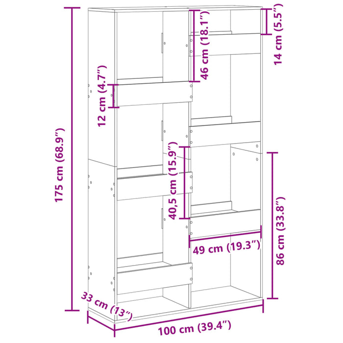 Libreria Grigio Cemento 100x33x175 cm in Legno Multistrato 3309405