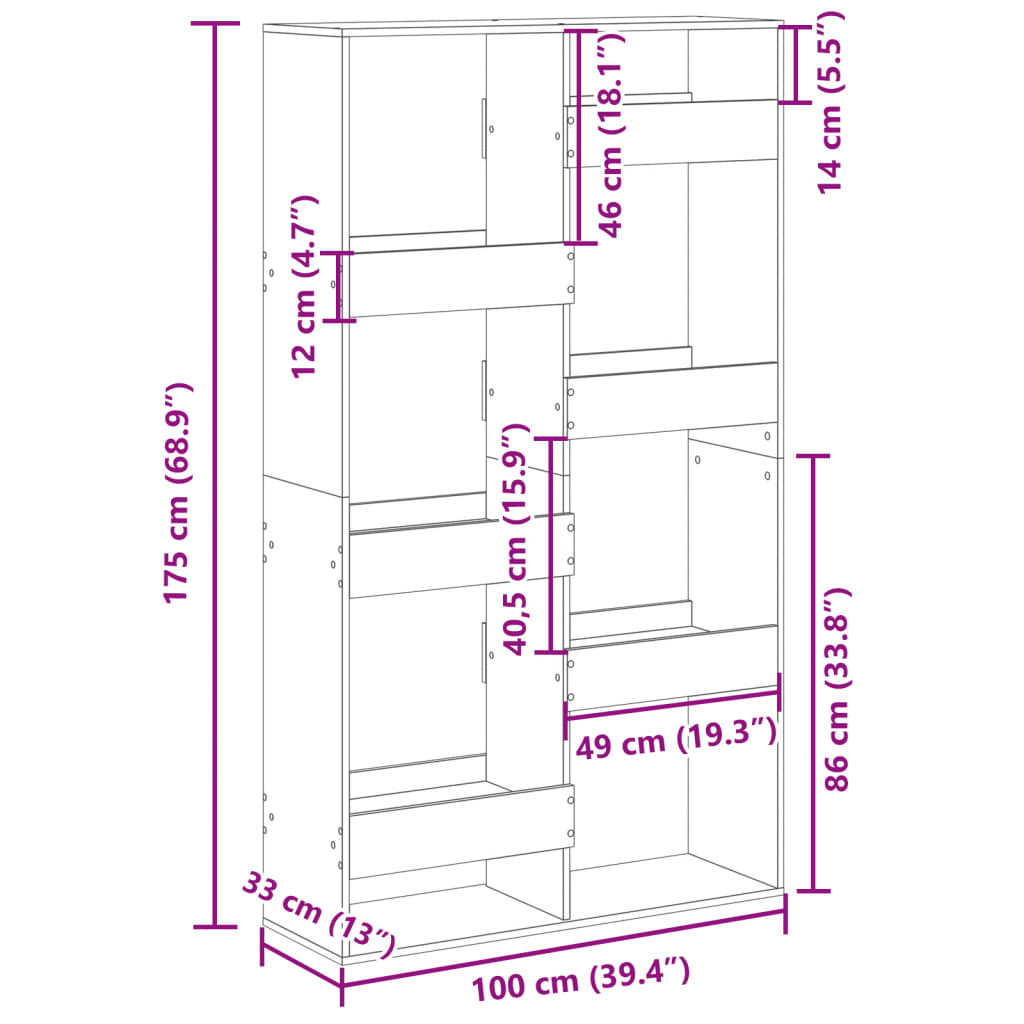 Libreria Rovere Artigianale 100x33x175 cm in Legno Multistrato 3309410