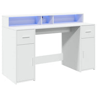 Scrivania con Luci LED Bianca 140x55x91 cm in Legno Multistrato 3309420