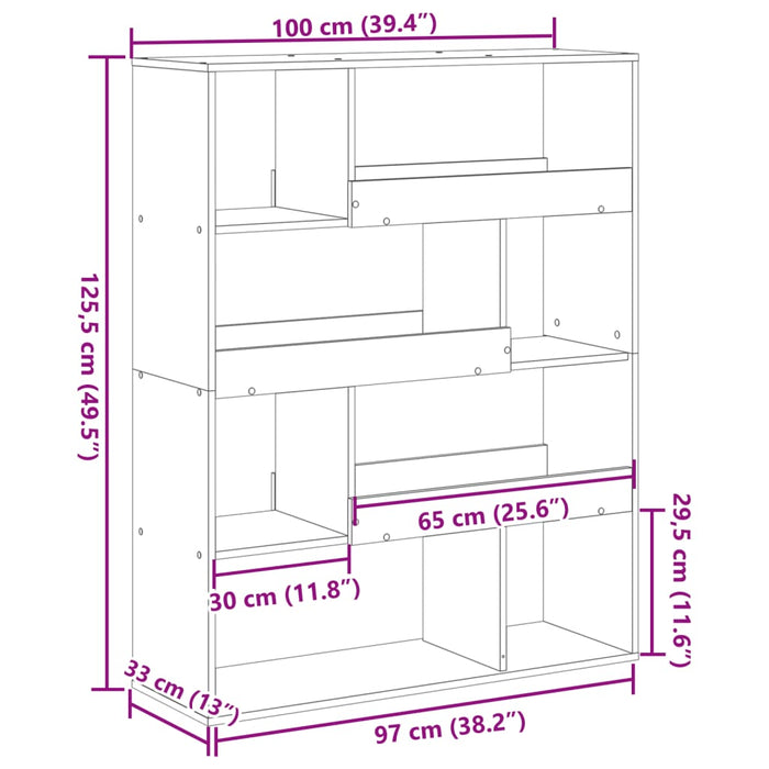 Divisorio Stanza Grigio Cemento 100x33x125,5 cm in Truciolato 3309486