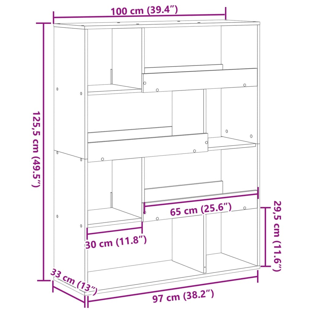 Divisorio Stanza Legno Antico 100x33x125,5 cm in Truciolato 3309490