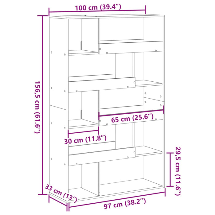 Libreria Grigio Cemento 100x33x156,5 cm in Truciolato 3309495