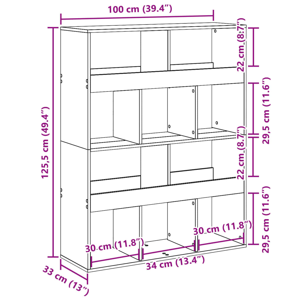 Divisorio Stanza Nero 100x33x125,5 cm in Truciolato 3309520