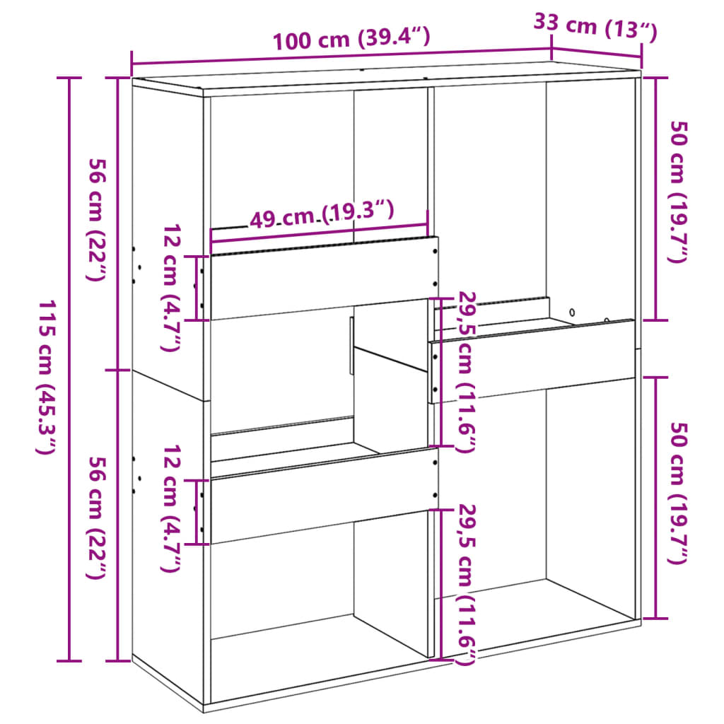 Divisorio Legno Antico 100x33x115 cm in Truciolato 3309553