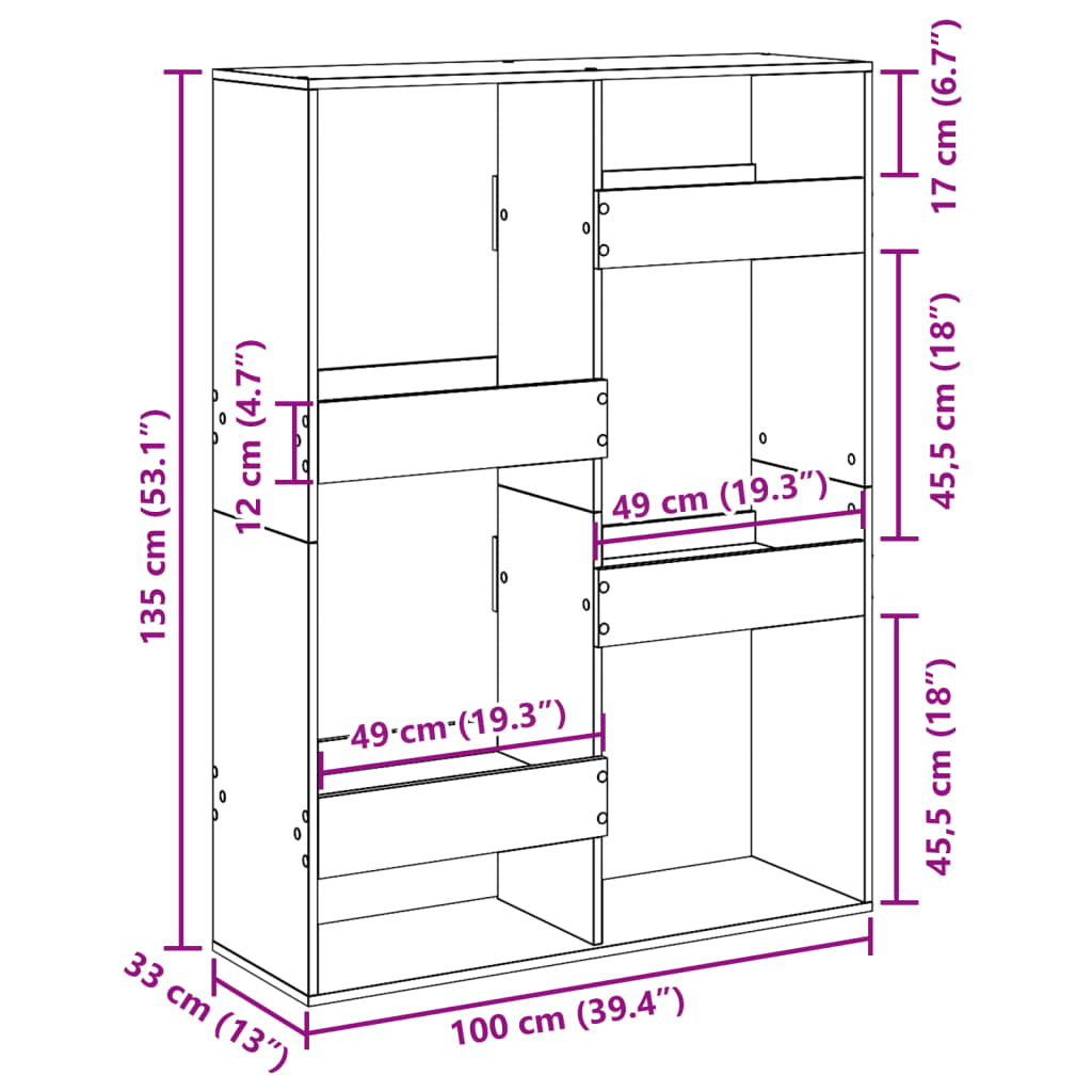 Divisorio Legno Antico 100x33x135 cm in Truciolato 3309562