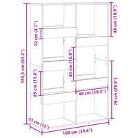 Divisorio Grigio Cemento 100x33x155,5 cm in Truciolato 3309567