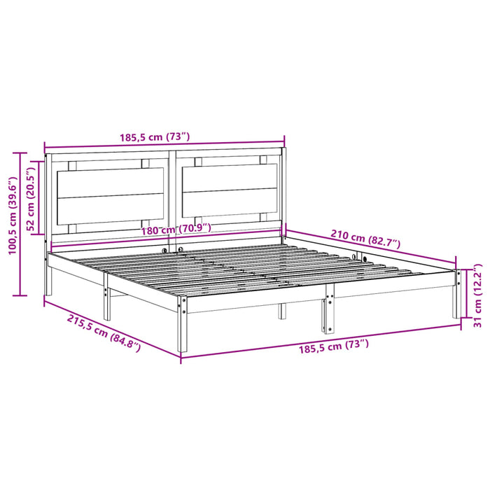 Giroletto Extra Lungo senza Materasso Bianco 180x210cm Massello 3309192