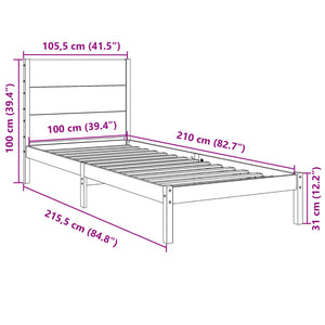 Giroletto Extra Lungo senza Materasso 100x210 cm Legno Massello 3309269