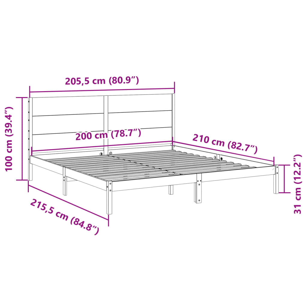 Giroletto Extra Lungo senza Materasso Bianco 200x210cm Massello 3309278