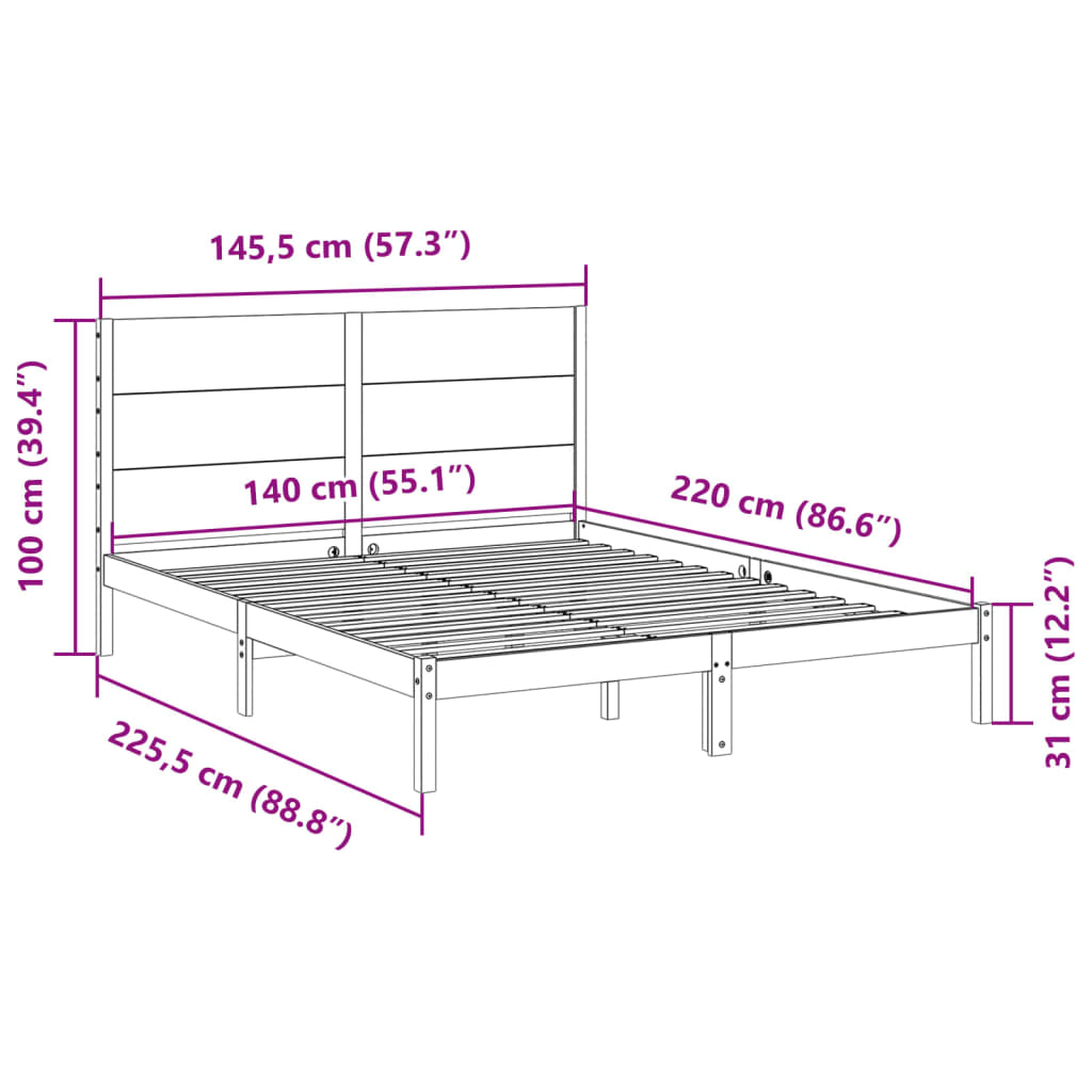 Giroletto Extra Lungo senza Materasso Bianco 140x220cm Massello 3309286