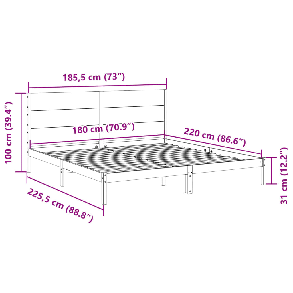 Giroletto Extra Lungo senza Materasso Bianco 180x220cm Massello 3309290