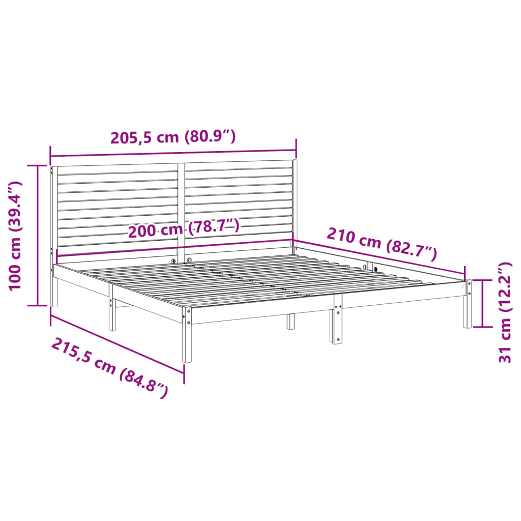 Giroletto Extra Lungo senza Materasso Bianco 200x210cm Massello 3309306