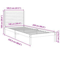 Giroletto Extra Lungo senza Materasso 100x220 cm Legno Massello 3309311