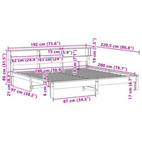 Letto senza Materasso Bianco 180x200 cm Legno Massello di Pino 3309729