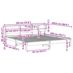 Letto senza Materasso Bianco 180x200 cm Legno Massello di Pino 3309729