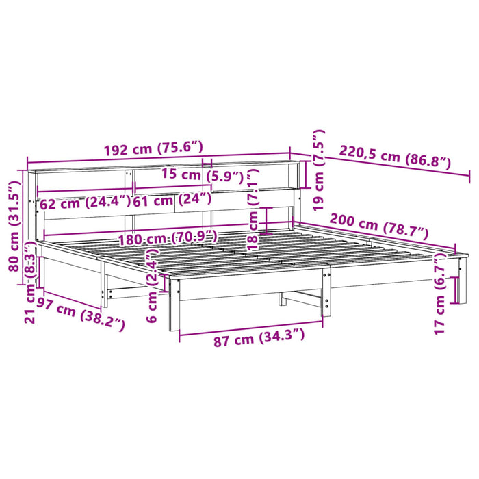 Letto senza Materasso Bianco 180x200 cm Legno Massello di Pino 3309729