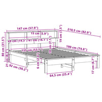 Letto senza Materasso 135x190 cm in Legno Massello di Pino 3309743