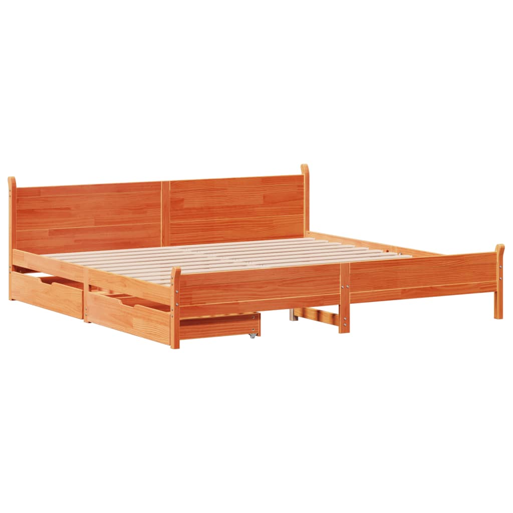 Letto senza Materasso Marrone Cera 200x200 cm in Legno di Pino 3309760