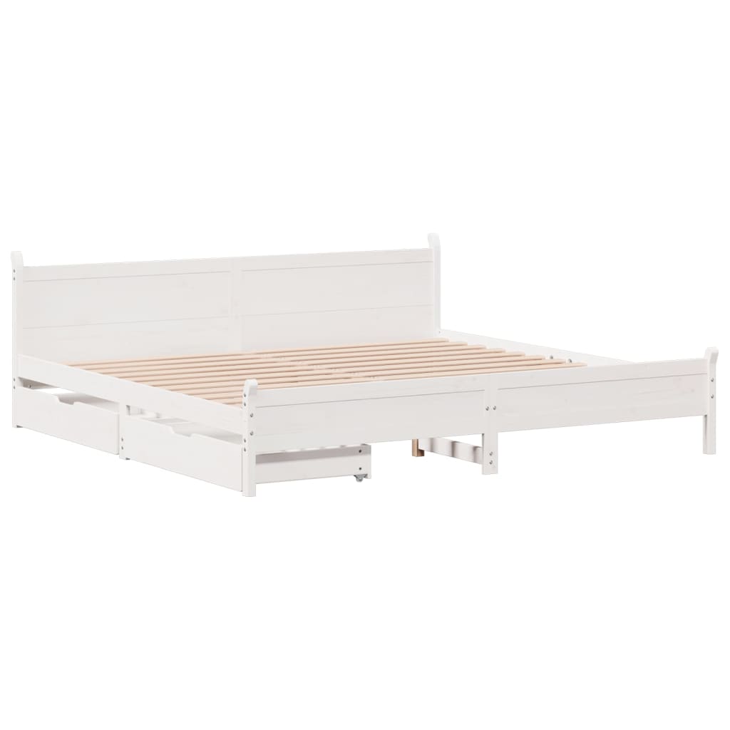 Letto senza Materasso Bianco 180x200 cm Legno Massello di Pino 3309762