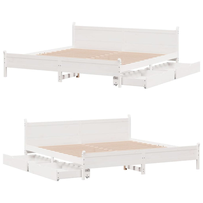 Letto senza Materasso Bianco 180x200 cm Legno Massello di Pino 3309762