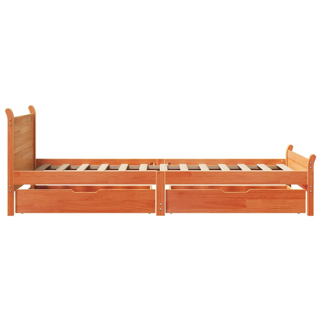 Letto senza Materasso Marrone Cera 90x200 cm Legno di Pino 3309781