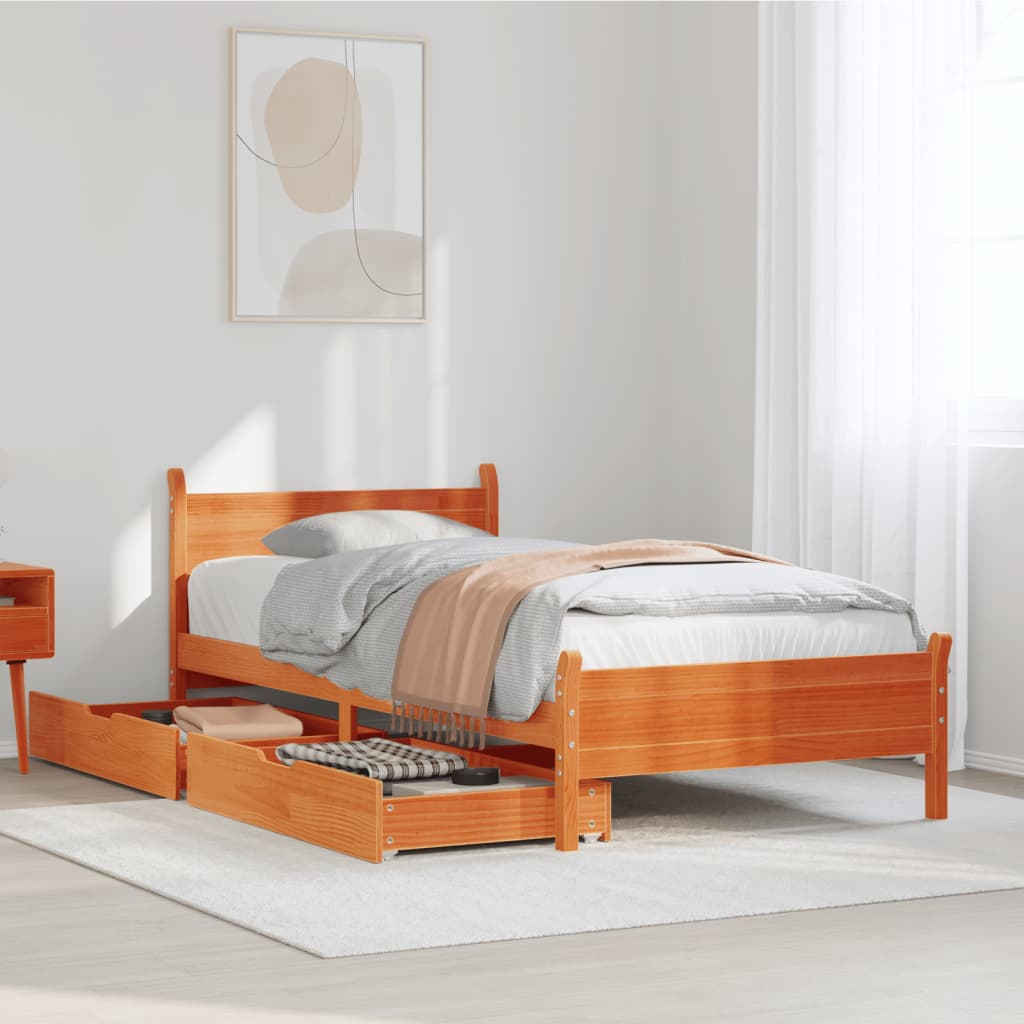 Letto senza Materasso Marrone Cera 90x200 cm Legno di Pino 3309781