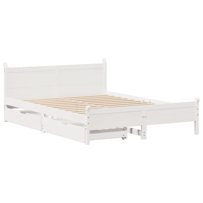 Letto senza Materasso Bianco 140x190 cm Legno Massello di Pino 3309783