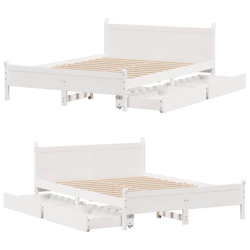 Letto senza Materasso Bianco 140x190 cm Legno Massello di Pino 3309783