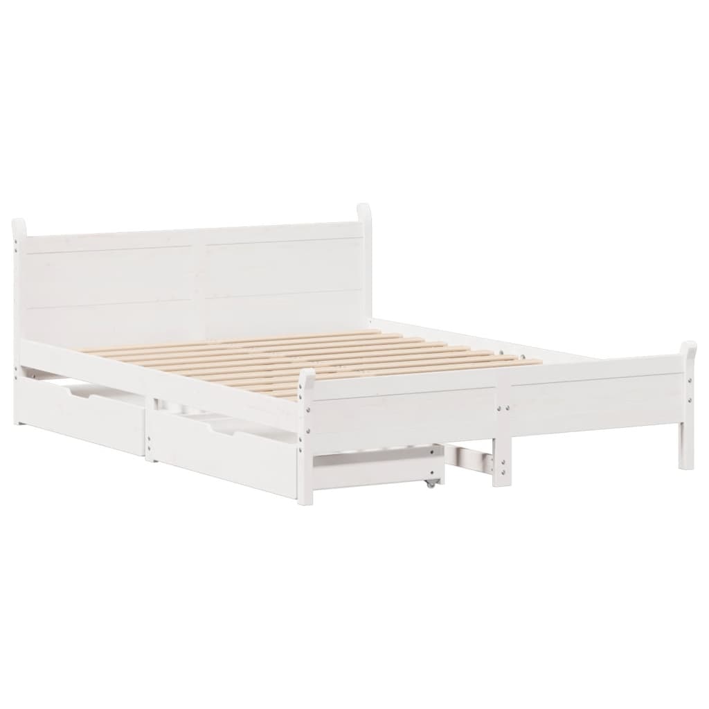 Letto senza Materasso Bianco 120x190 cm Legno Massello di Pino 3309789