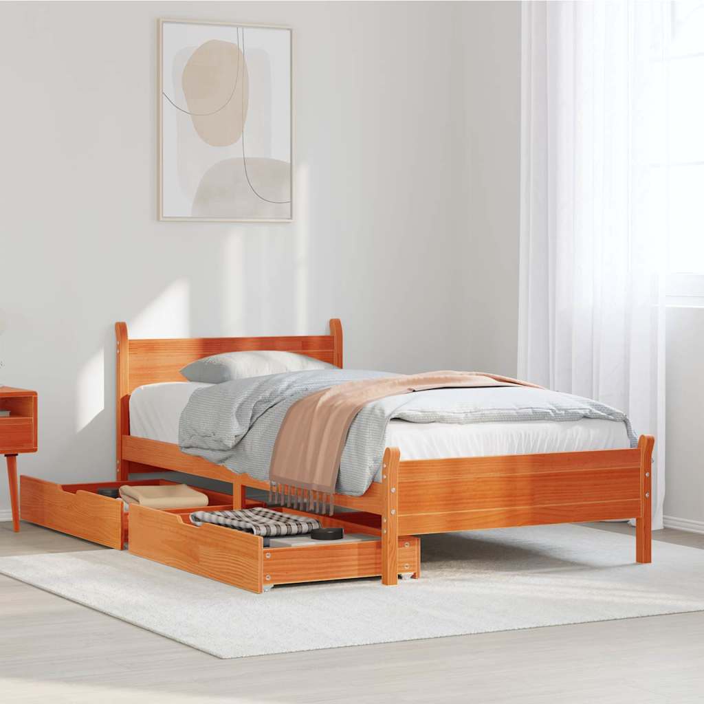 Letto senza Materasso Marrone Cera 90x190 cm in Legno di Pino 3309793