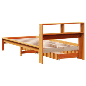 Letto Libreria senza Materasso Marrone Cera 90x200 cm in Pino 3309820