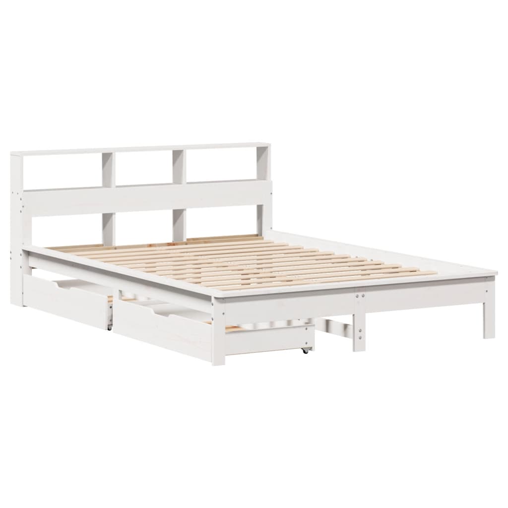 Letto Libreria senza Materasso Bianco 140x190 cm Legno di Pino 3309822