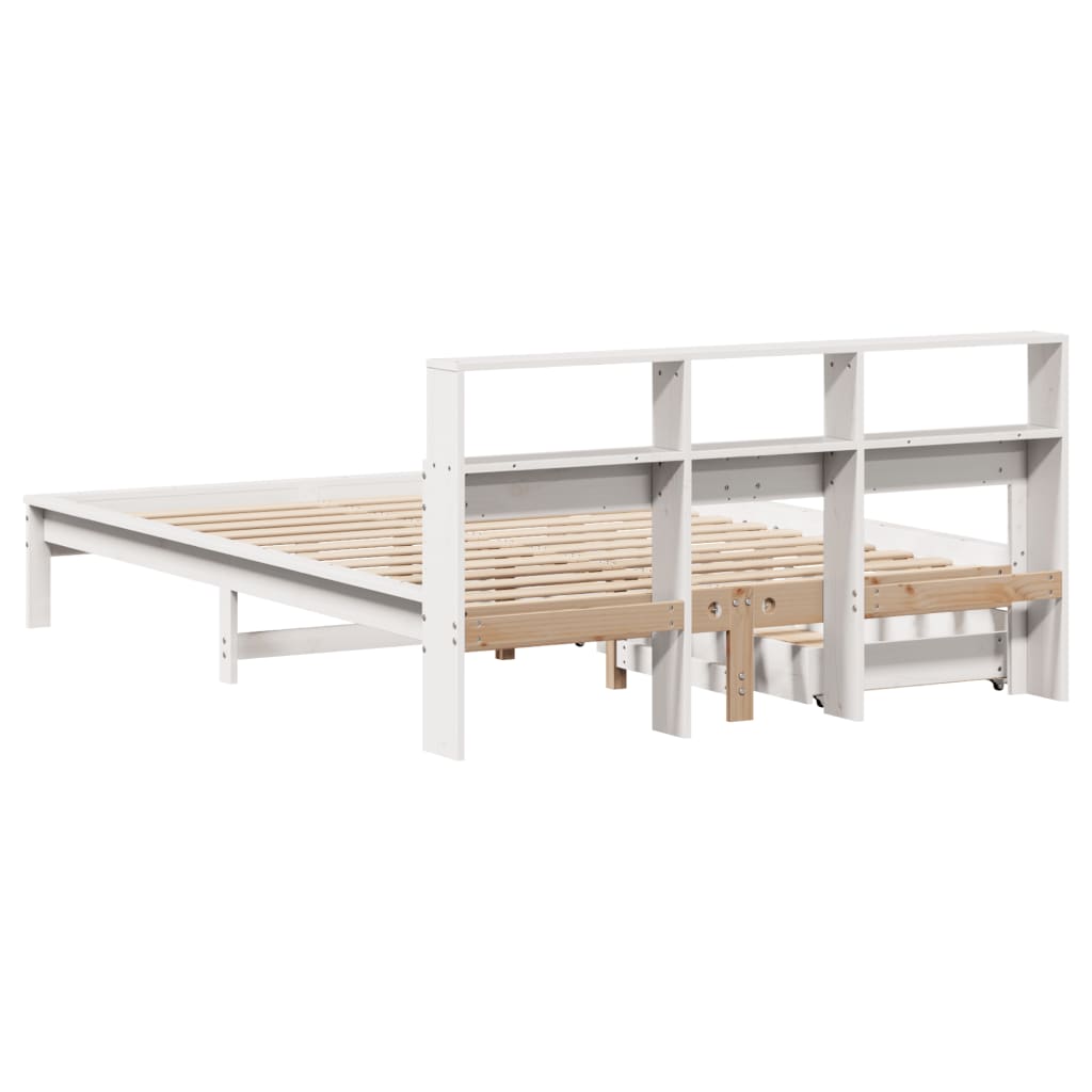 Letto Libreria senza Materasso Bianco 140x190 cm Legno di Pino 3309822