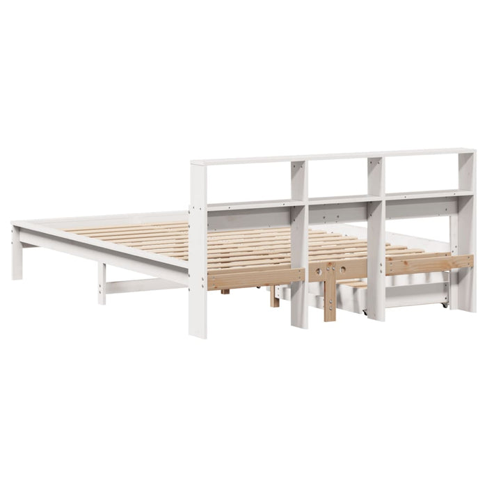 Letto Libreria senza Materasso Bianco 140x190 cm Legno di Pino 3309822