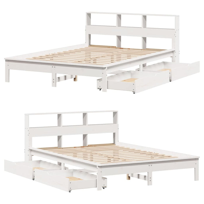 Letto Libreria senza Materasso Bianco 140x190 cm Legno di Pino 3309822