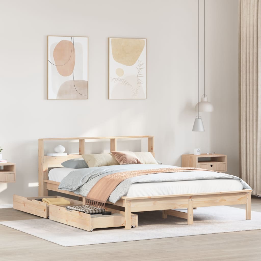 Letto Libreria senza Materasso 120x190cm Legno Massello di Pino 3309827