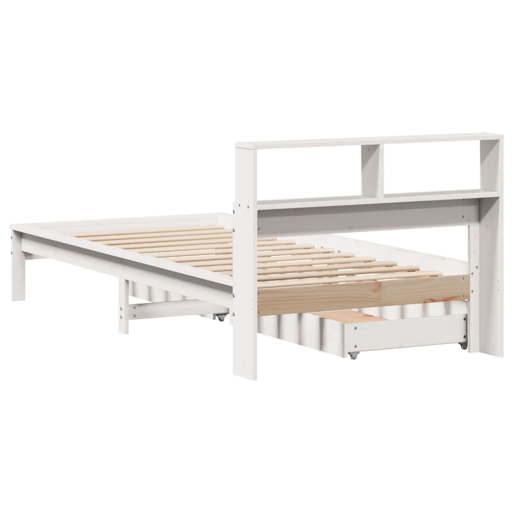 Letto Libreria senza Materasso Bianco 90x190 cm Massello Pino 3309831