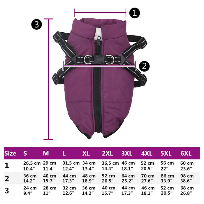 Cappotto Cani Imbracatura Impermeabile Riflettente Viola L 4019903