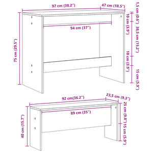 Set Tavolo da Pranzo con Panche 3 pz Bianco in Truciolato 855530