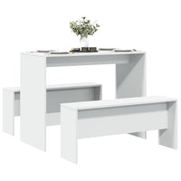 Set Tavolo da Pranzo con Panche 3 pz Bianco in Truciolato 855530