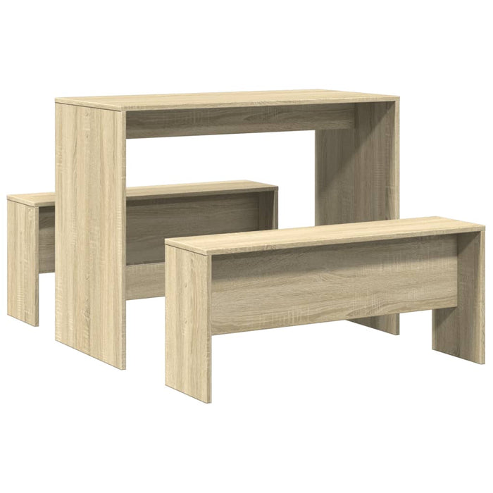 Set Tavolo da Pranzo e Panche 3 pz Rovere Sonoma in Truciolato 855532