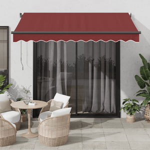 Tenda da Sole Retrattile Automatica con LED Bordò 300x250 cm 3310182