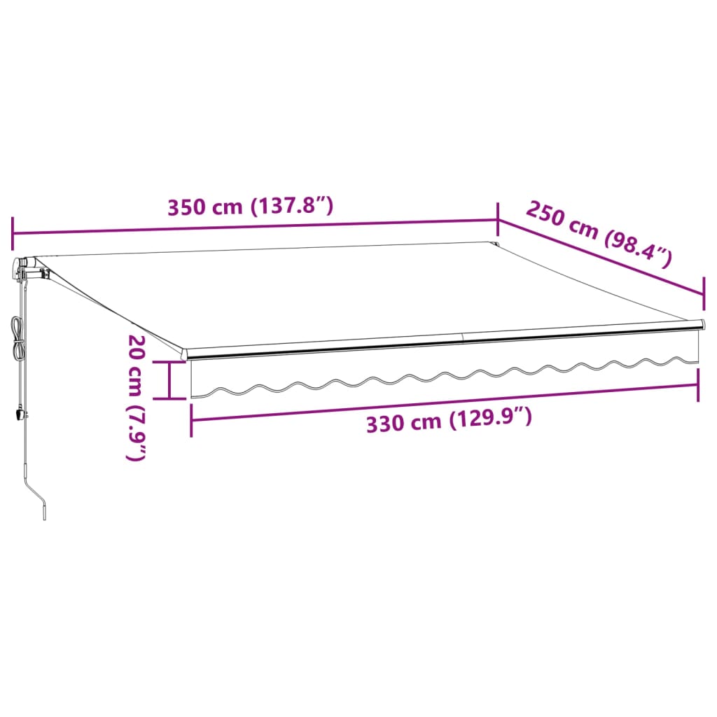 Tenda da Sole Retrattile Automatica Bordò 350x250 cm 3310184