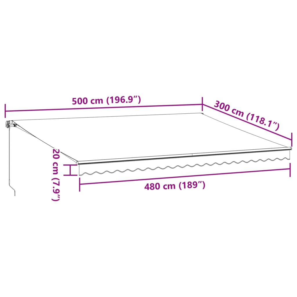 Tenda da Sole Retrattile Manuale Bordò 500x300 cm 3310194