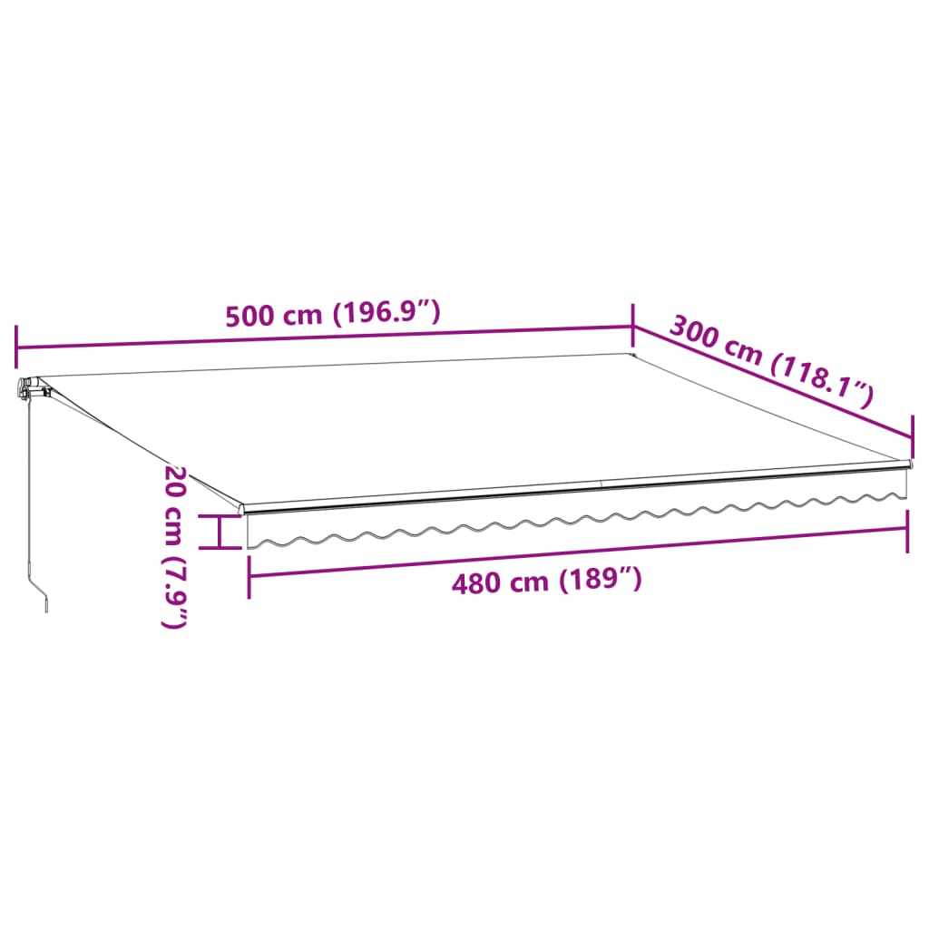 Tenda Sole Retrattile Manuale 500x300 cm Marrone 3310216